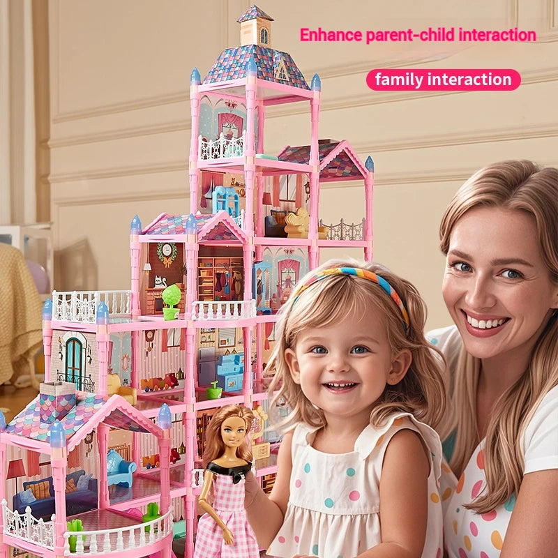 Girls Villa Castle Model Building Block Sets  DIY Bricks Toys  Doll house Villa Children Pretend Play Toys for Girls Gift
