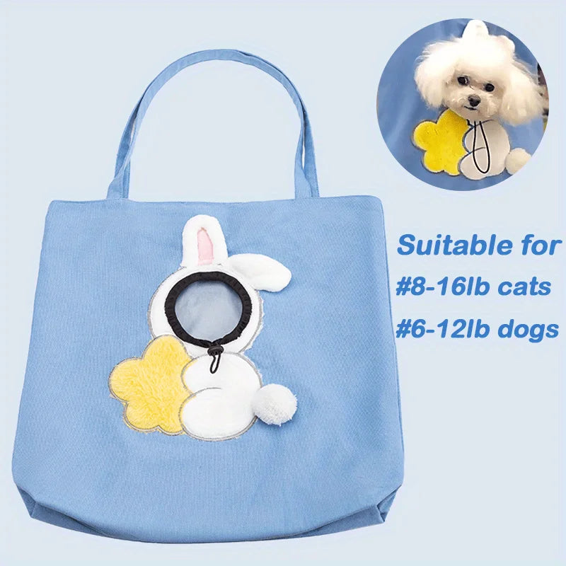 Pet Shoulder Carrying Bag, Cute Bee-Shaped Pet Canvas Shoulder Bag Cat Carrier, Portable Cats Small Pet Canvas Tote Chest Bag