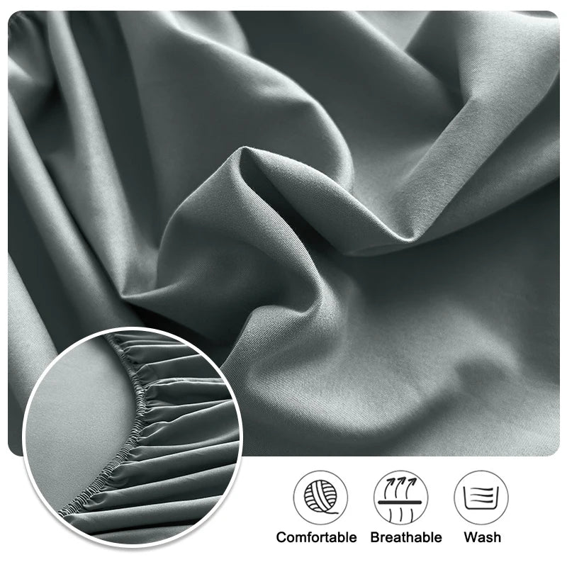 Summer Cooling Fitted Sheet Breathable Fabric With Elastic Band Solid Color Skin-friendly Fitted Sheet Cooling For Night Sleep