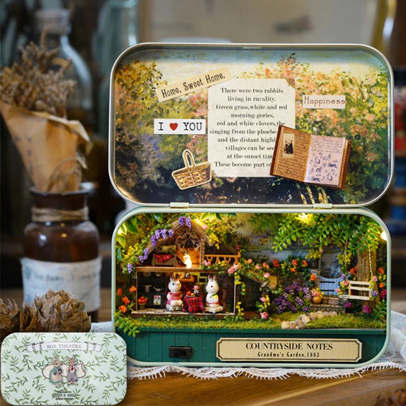DIY Wood DollHouses Handmade Funny Box Theatre Miniature Box Cute Doll Houses 3D Puzzle Assembly Kits Birthday Gift Wooden Toys