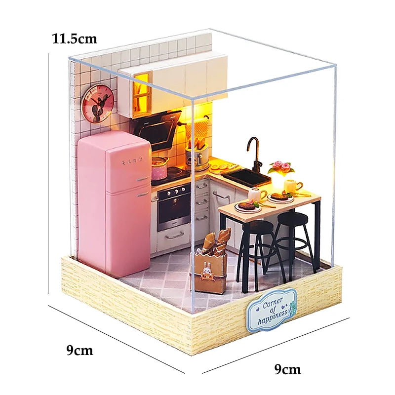 NEW DIY Wooden Book Nook Figurines Miniatures Doll House Kit 3D Puzzle Bookend for Friends Birthday Gifts Home Decor Crafts