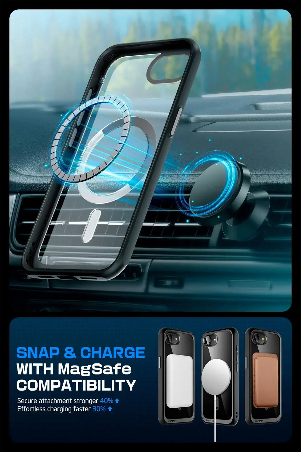 SUPCASE For iPhone 16E For iPhone 17E Case 6.1" UB Mag Slim Shockproof Protective Magnetic Phone Case Compatible with MagSafe