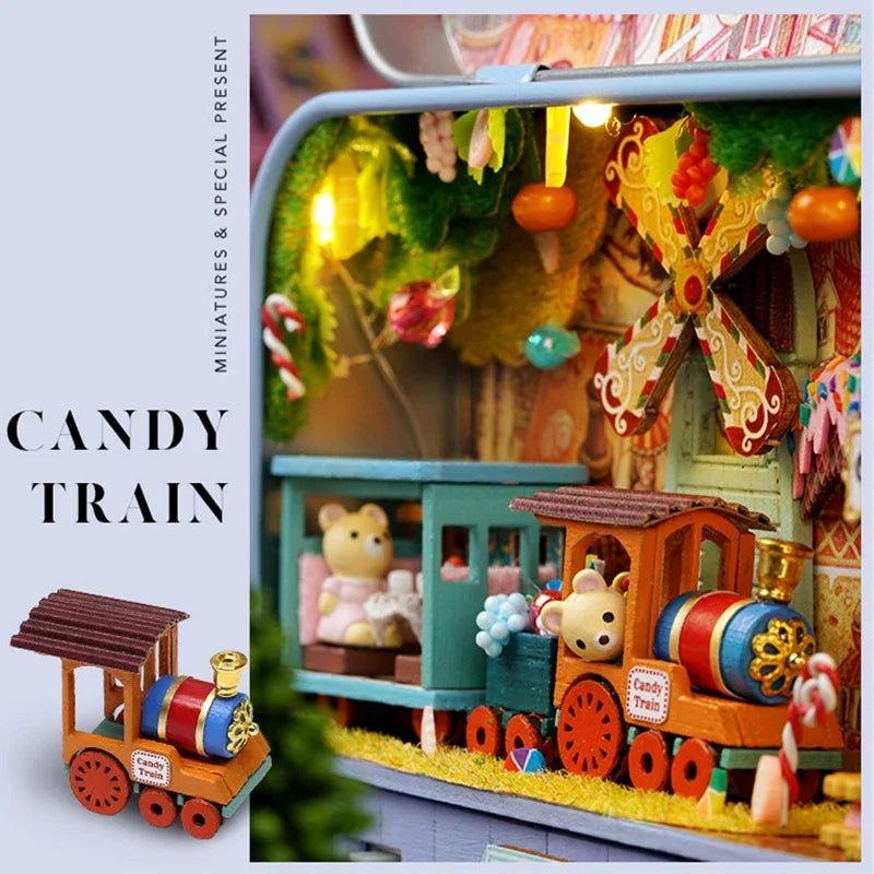 DIY Wood DollHouses Handmade Funny Box Theatre Miniature Box Cute Doll Houses 3D Puzzle Assembly Kits Birthday Gift Wooden Toys