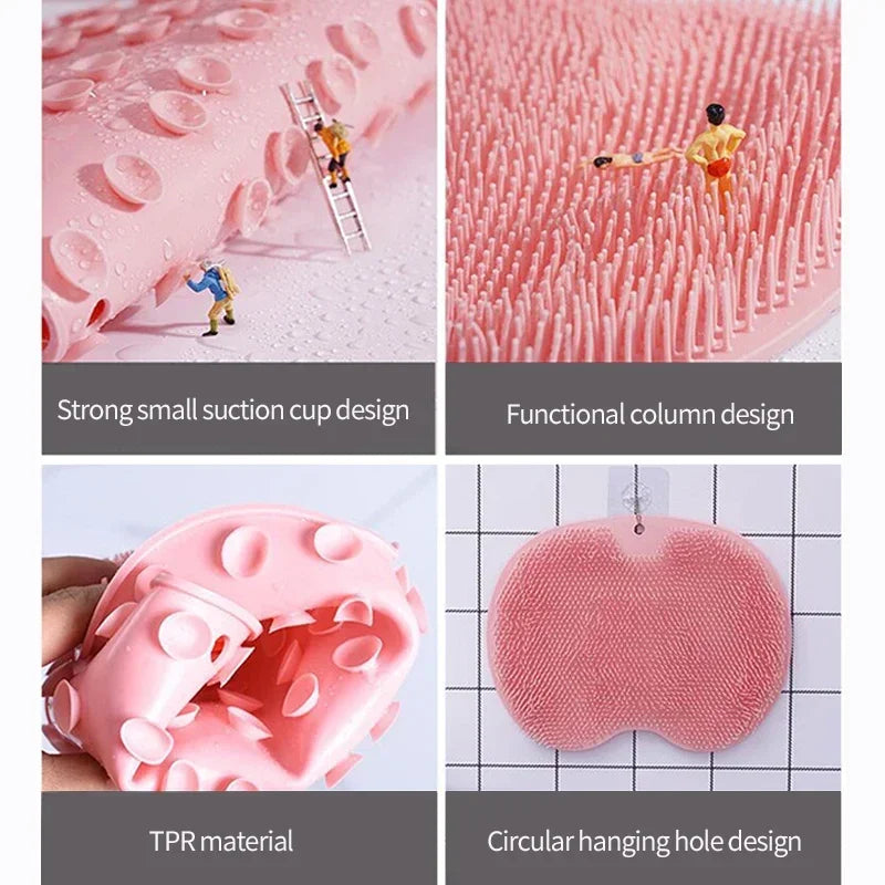 Exfoliating Brush for Feet Foot Wash Mat Brush Body Wash Scrubber in Shower Silicone Bath Massage Mat Back Brush Wall Mounted