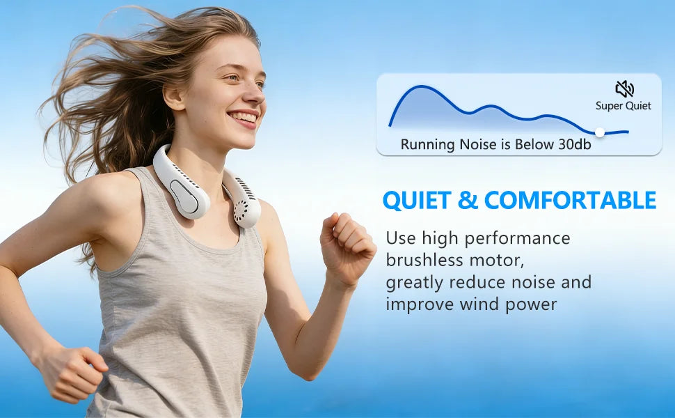 The New JKUOO Portable Bladeless Neck Fan, Fifth Generation LazyRechargeable Small Fan - Features Infinite Speed , 1200Mah Batte