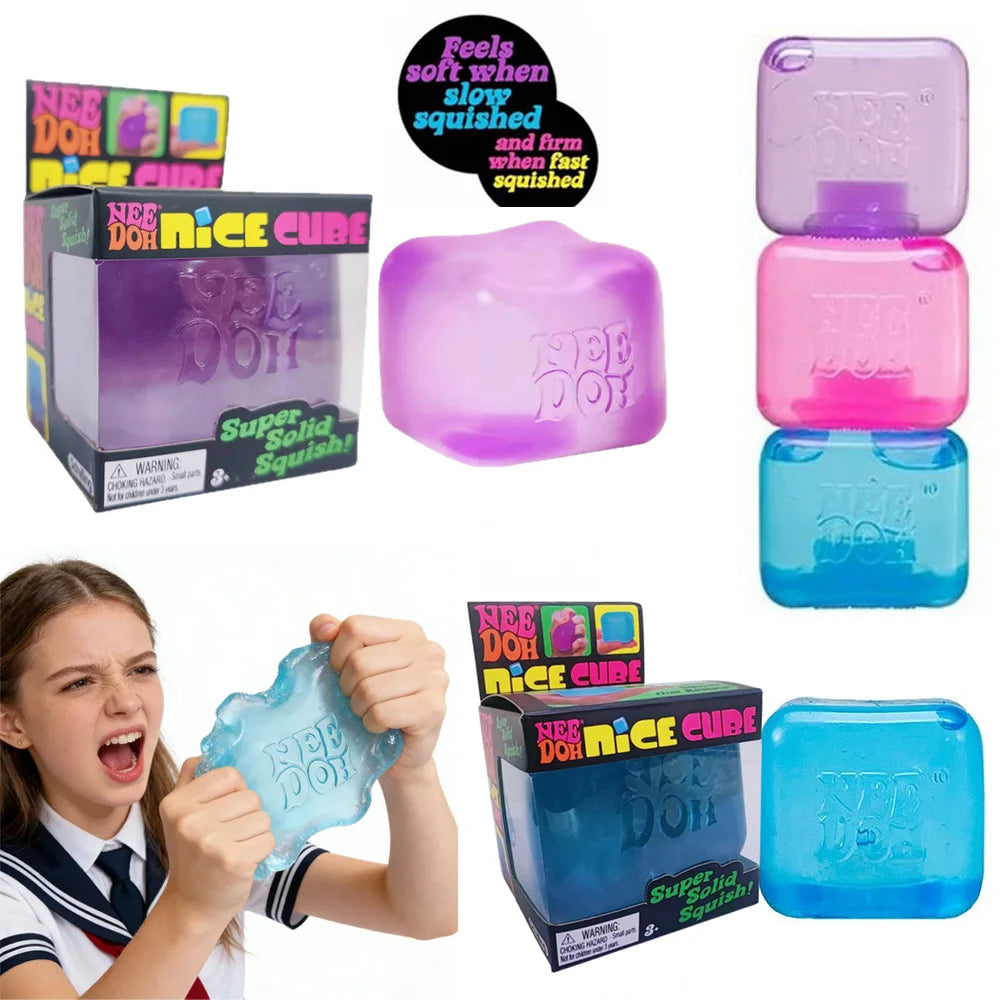 NeeDoh Jellyfish Ice Pop Cube Squishy Toy Stress Relief Toys Cute Healing Squishy Sensory Toys
