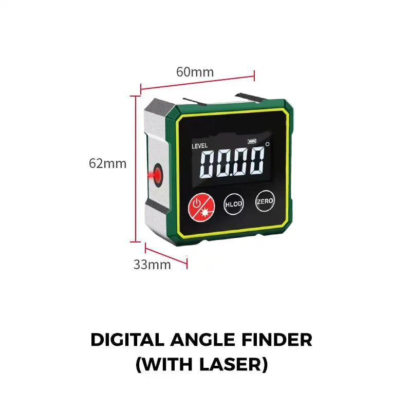 360° LCD Electronic Protractor Mini Inclinometer Measuring Tool Magnetic Digital Angle Finder with Electronic Laser Gauge Ruler