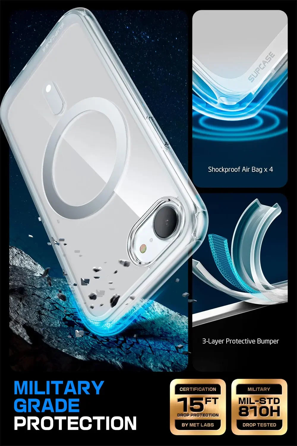 SUPCASE For iPhone 16E For iPhone 17E Case 6.1" UB Mag Slim Shockproof Protective Magnetic Phone Case Compatible with MagSafe