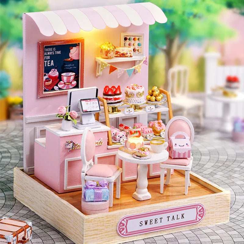 DIY Miniature Dollhouse Kit Assemble Puzzle 3D Wooden House Room Craft With Furniture LED Lights For Friends Birthday Gift Toys
