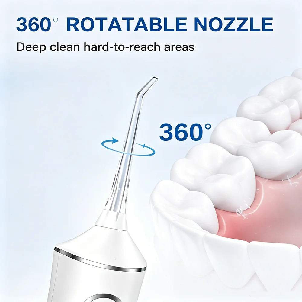 Portable Water Flosser Oral Irrigator 300ML 4 Modes IPX7 Waterproof Dental Cleaner 360° Nozzle for Travel Home Use