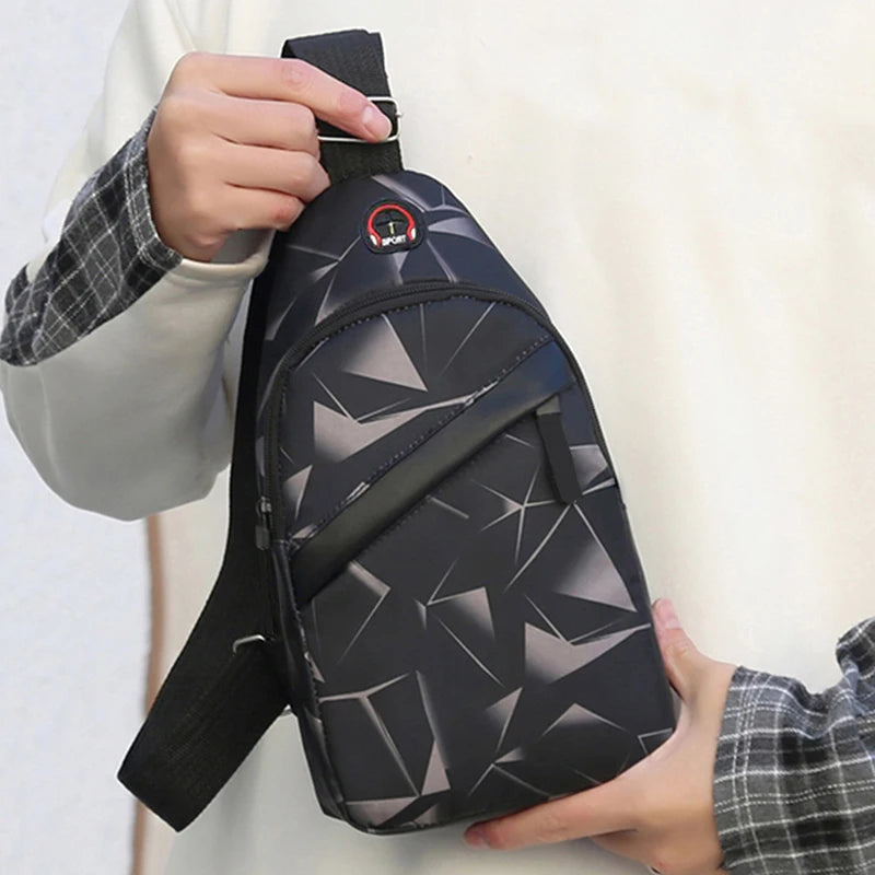 Korean chest bag Men's fashion camouflage men's satchel Shoulder bag Crossbody bag Oxford cloth casual bag Canvas small backpack