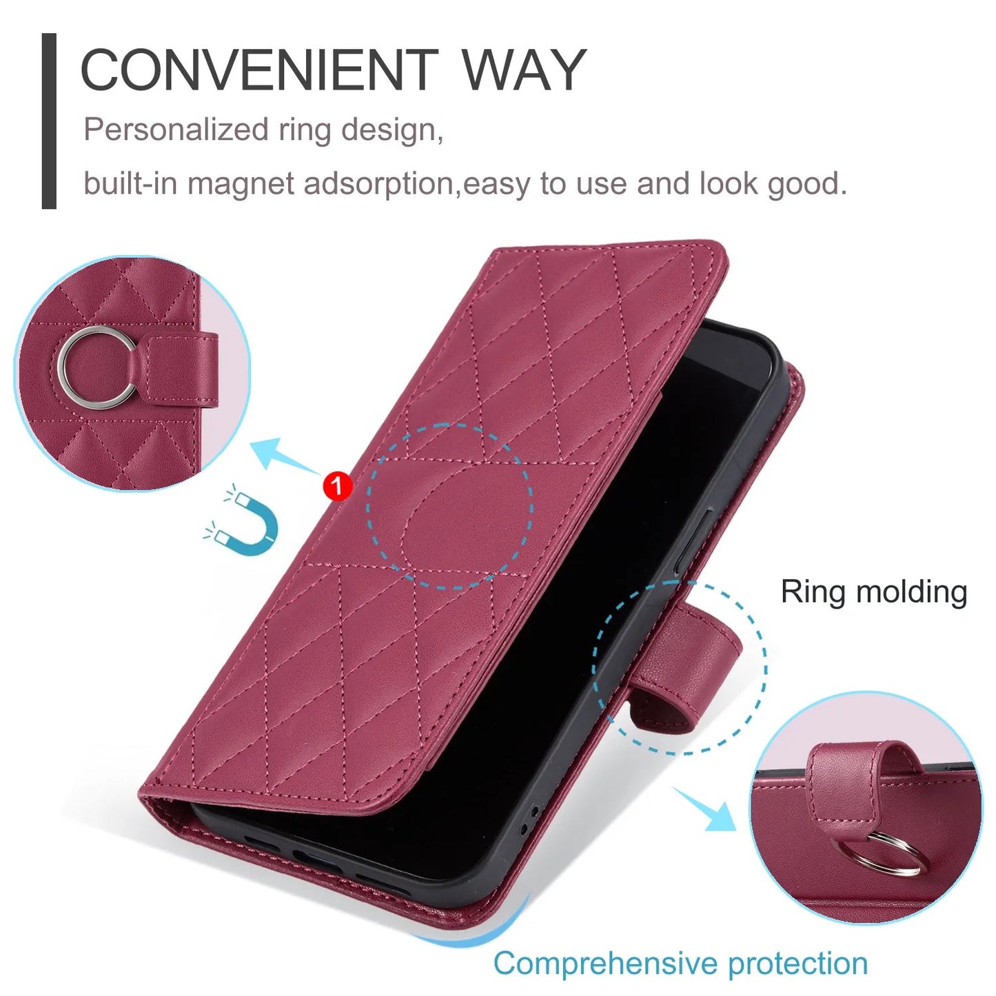Luxury Leather Flip Phone Case For iPhone Air 17 16 15 Plus 14 13 Pro Max 11 12 Pro XR X XS Max Wallet Bracket Protect Cover