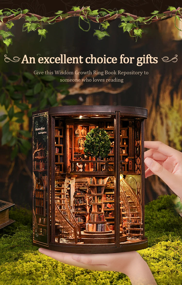 NEW DIY Wooden Book Nook Figurines Miniatures Doll House Kit 3D Puzzle Bookend for Friends Birthday Gifts Home Decor Crafts