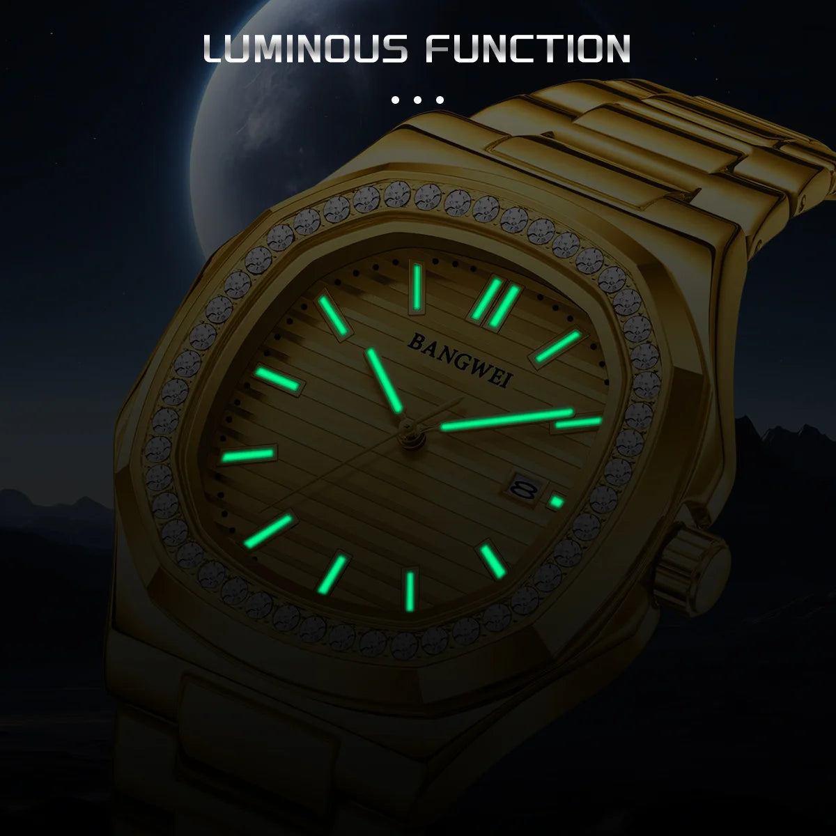 BANGWEI New Luxury Men's Business Watches Quartz Wristwatch Man Outdoor Sports Square Fashion Military Waterproof Watch For Men
