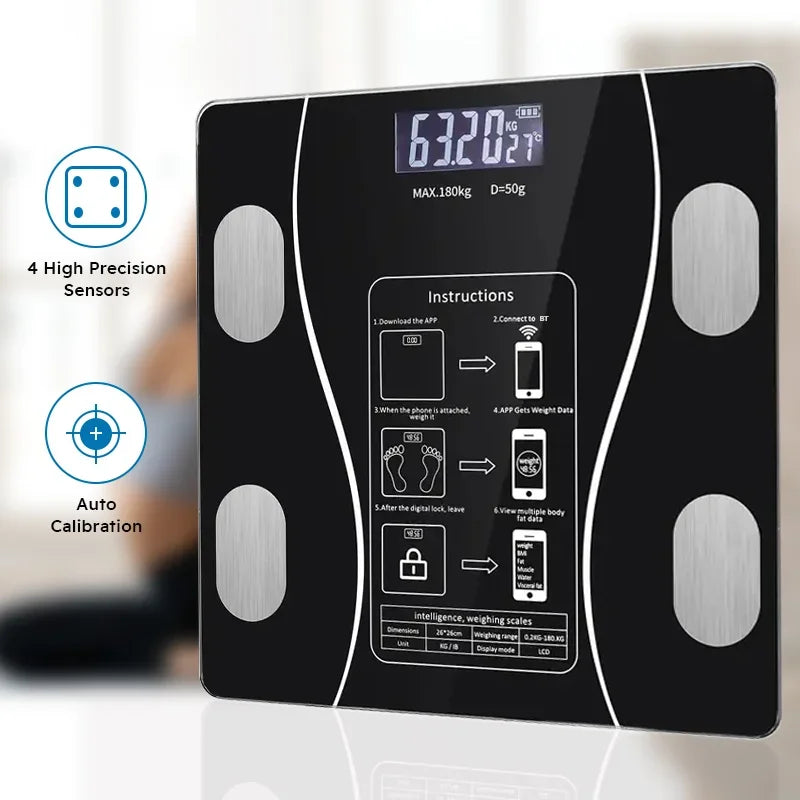 Smart Body Fat Scale  Bluetooth Health Scale Wireless LED Digital Weight Scale Body Composition Analyzer Testing Body Fat Scale