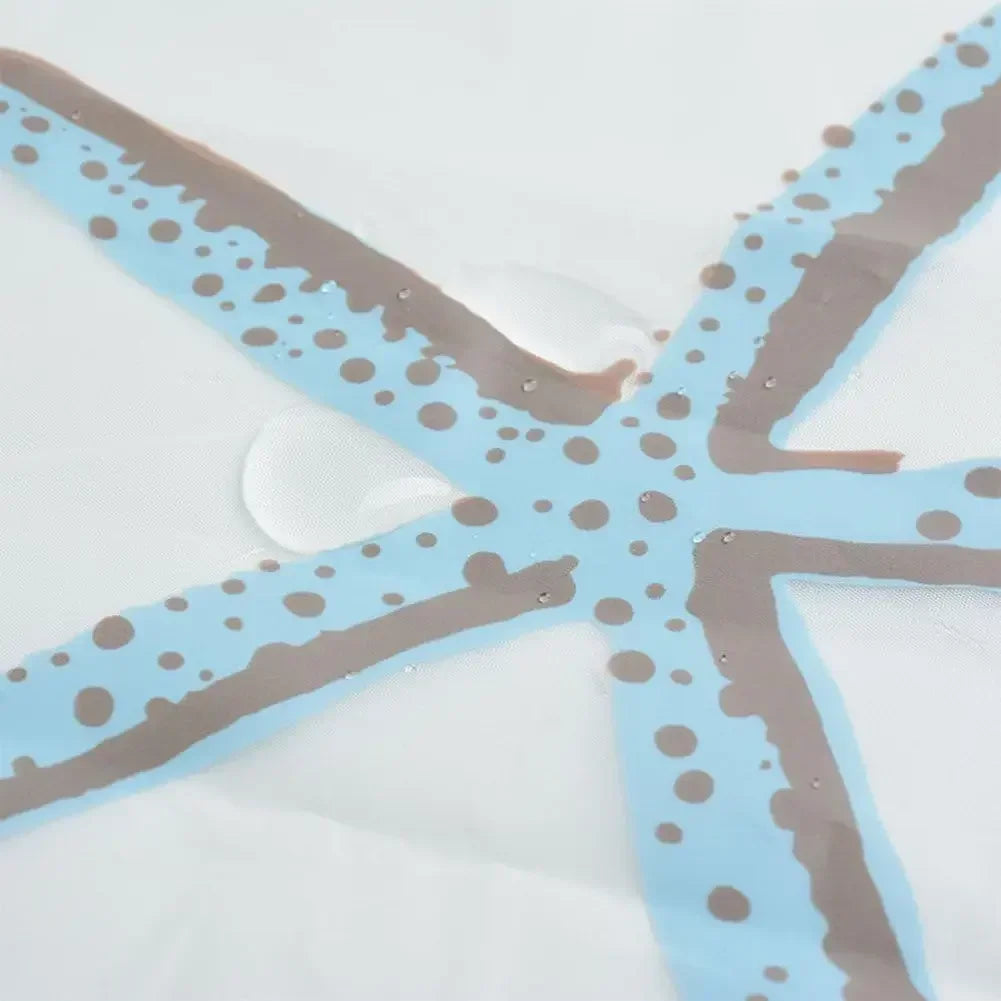 Starfish Seashell Plastic Shower Curtain Liner - Waterproof Bathroom Curtain for Bathtubs, Mildew Resistant Bath Curtain