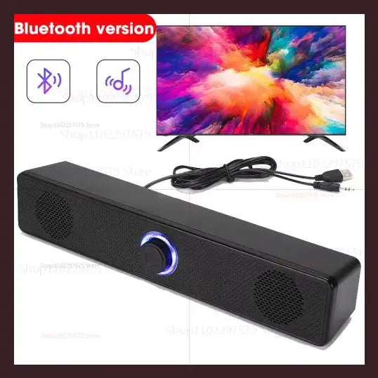 Wired Bluetooth Speaker USB Powered Soundbar Stereo Bass Dual Speaker Home Theater TV PC Laptop Gaming Portable Audio Box