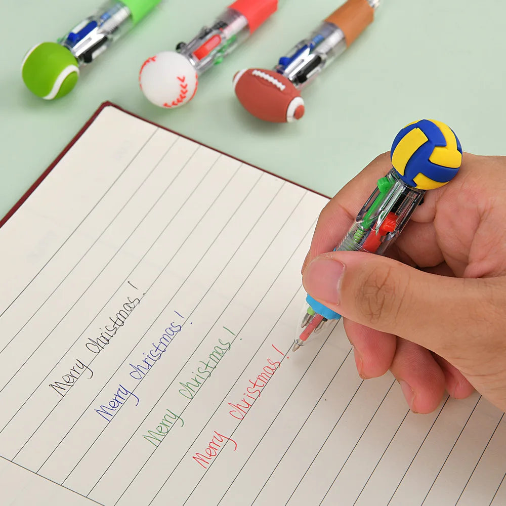 5-20Pcs Football Basketball Football Four Color Pens Football Party Carnival Birthday Wedding Guest New Year School Gift Prizes
