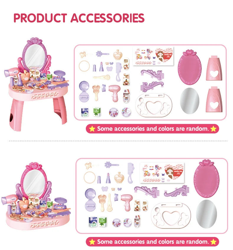 30pcs Kids Dressing Table Toy Girl Simulation Home Makeup and Makeup Jewelry Box Pretend Play Toys for Children Birthday Gift