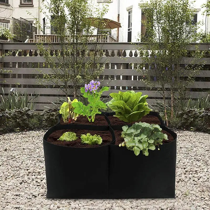 Raised Garden Bed Black Grow Bag for Vegetable Flower Planter Reusable Breathable Felt Bag for Indoor Balcony Outdoor