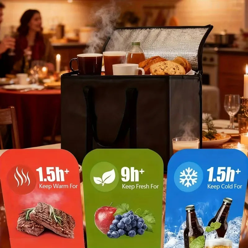 Reusable Insulated CoolerBag PremiumAluminum Foil Thermal Storage Bag Lightweight Portable ZipperLunch Bag for Camping Party Use