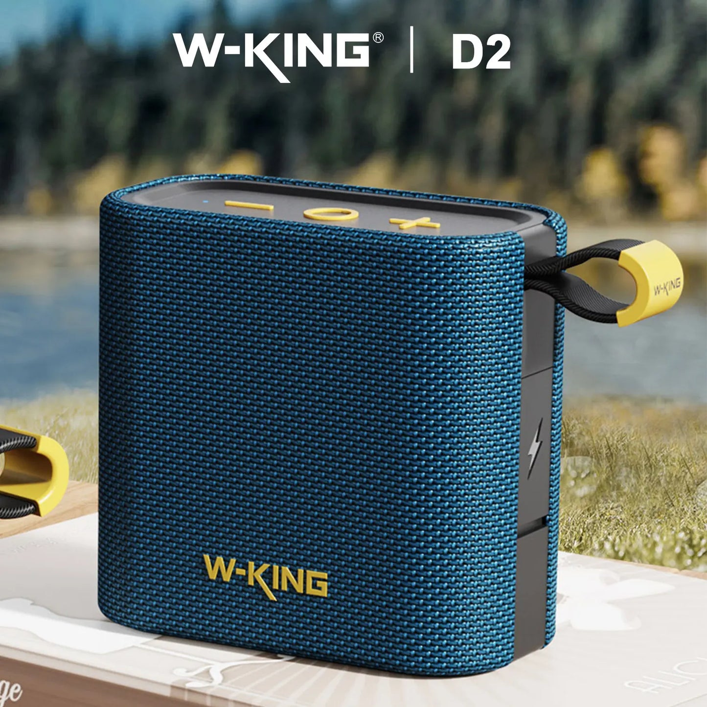 W-KING Blue Mini Bluetooth Speaker, 6W Bass, IPX7 Waterproof, 10H Playtime, TWS, FM, TF/AUX, Shower & Bike Use BT5.3 Speaker