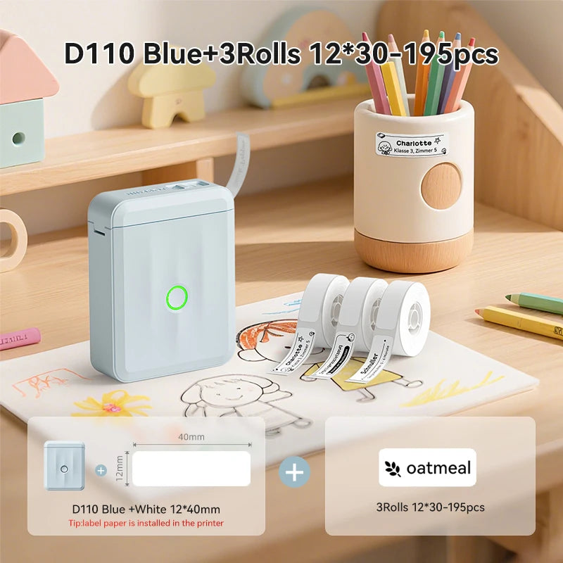 NIIMBOT D110 Upgraded Version Thermal Label Printer Mini Portable Smart Label Maker With Tape for Office Home Kitchen School