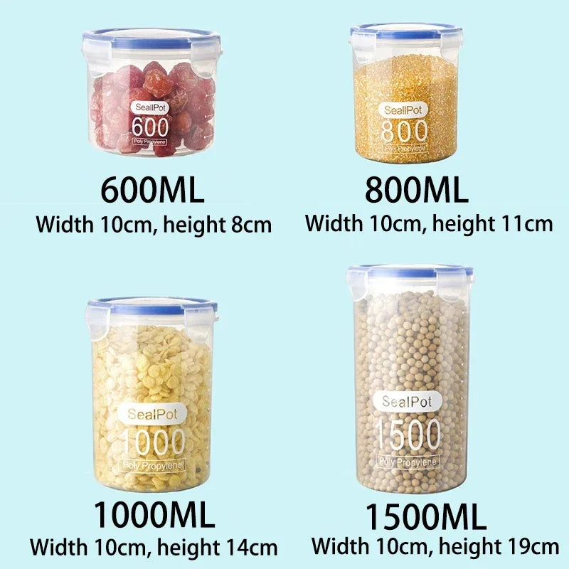 Plastic Sealed Storage Tank Large Capacity Clear Airtight Kitchen Organizer Grain Crisper Have Scale Spice Container Jars New