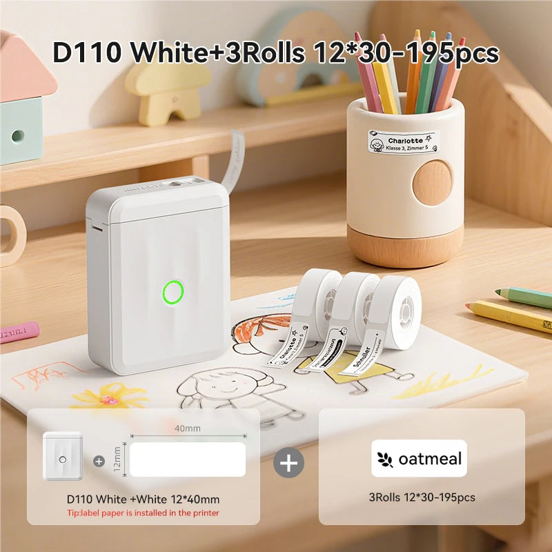 NIIMBOT D110 Upgraded Version Thermal Label Printer Mini Portable Smart Label Maker With Tape for Office Home Kitchen School