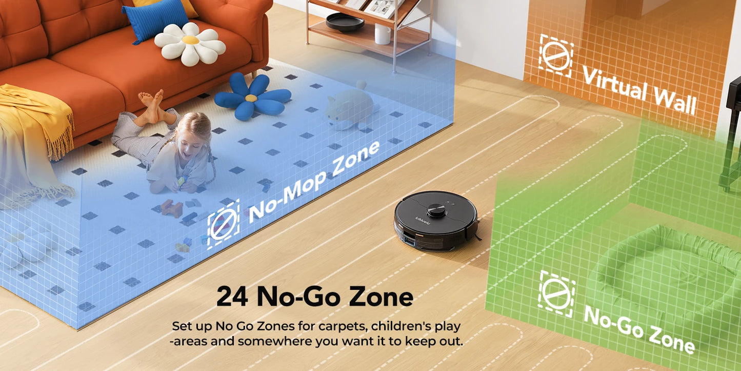 Lubluelu L15 Ultra  Robot Vacuum Mop Combo 5500Pa Robot Vacuum Auto-Charging  5 Maps 24 No-go Zones 3 In 1 Robot Vacuum Cleaner