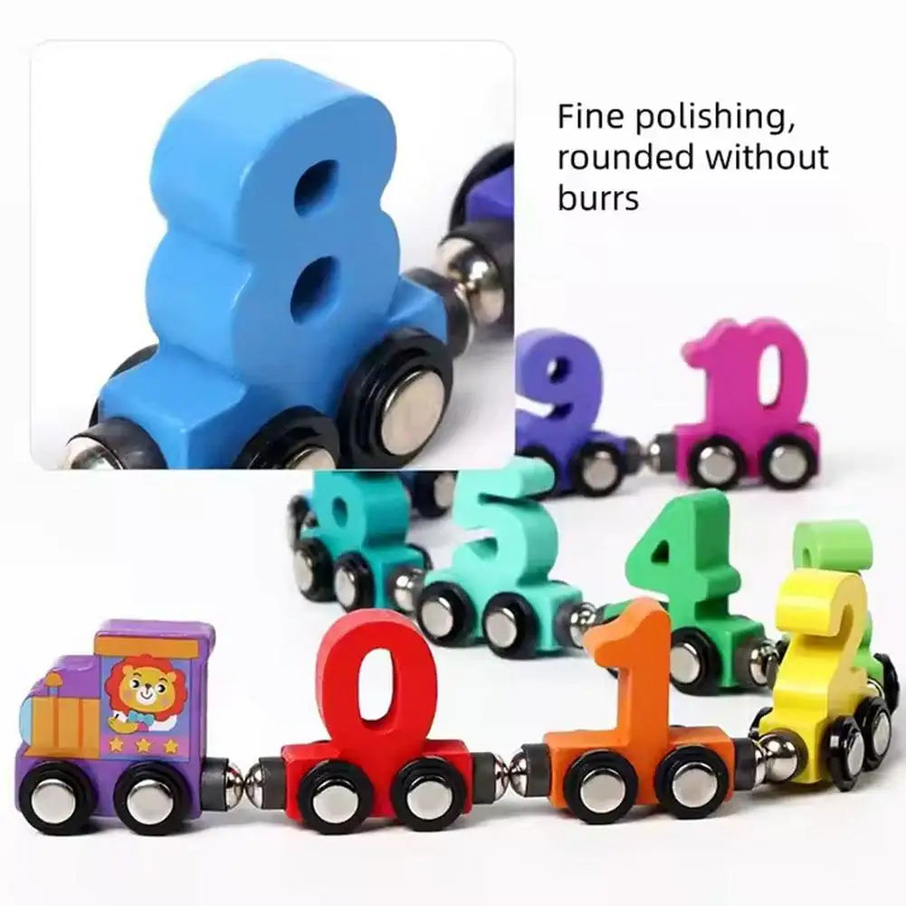 Colorful Building Blocks Number Digital Magnetic Wooden Train Toys Educational Hand-eye Coordination Magnetic Digital Train