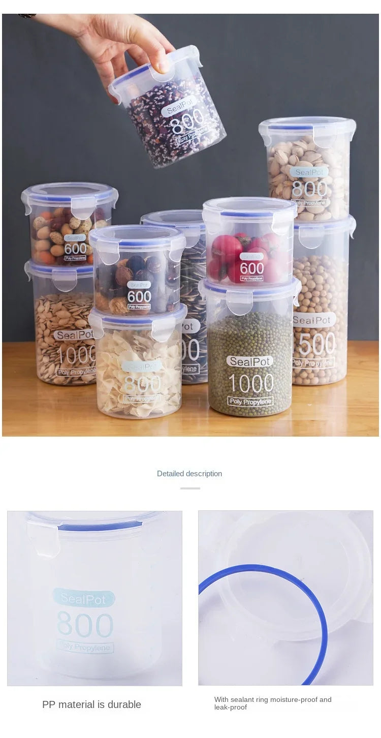 Plastic Sealed Storage Tank Large Capacity Clear Airtight Kitchen Organizer Grain Crisper Have Scale Spice Container Jars New