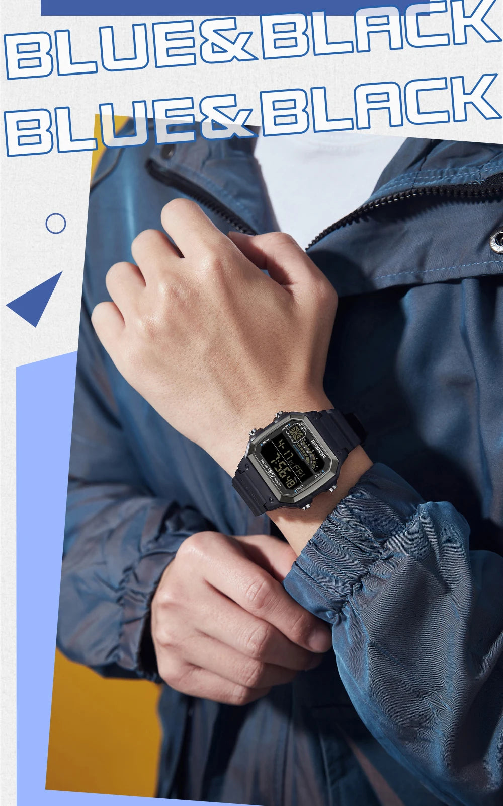 SANDA Outdoor Sport Electronic Watch Men Multifunction Watches Alarm Clock Chrono Waterproof LED Digital Double Time Watch