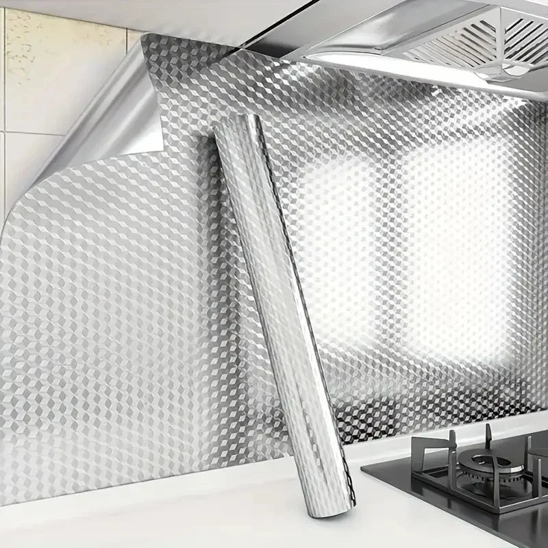 1/3/5M Kitchen Oil-proof Sticker Heat-resistant Aluminum Foil Wallpaper for Kitchen Stove Cabinet DIY Self Adhesive Sticker