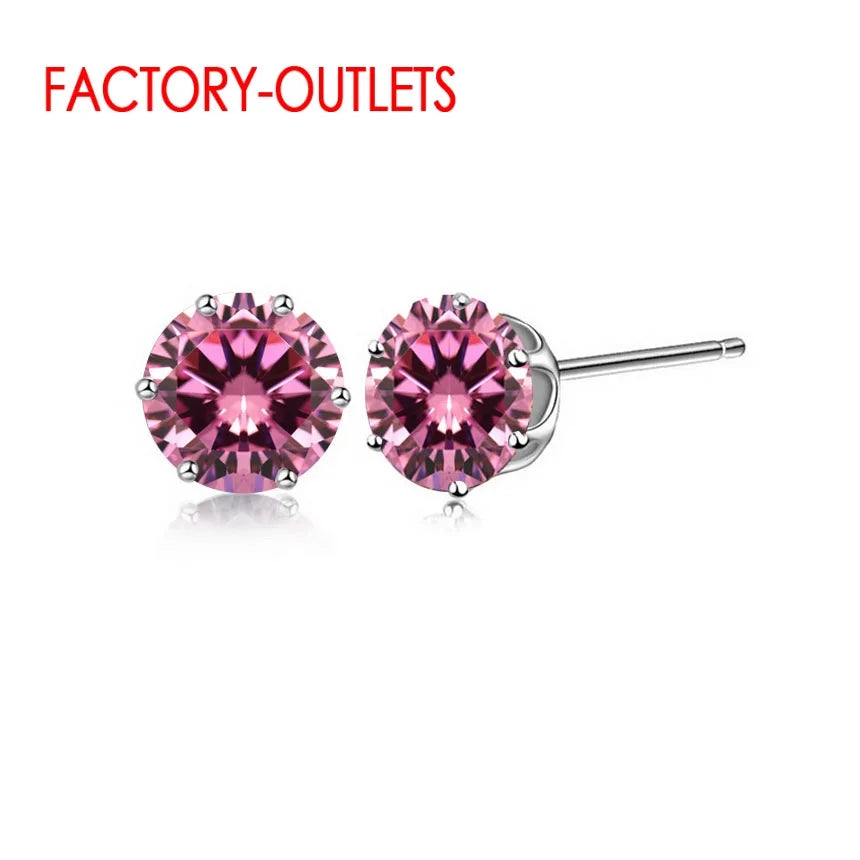 New Arrival Factory Cheap Price 925 Sterling Silver Korean Style Fashion Jewelry Stud Earrings Shinny Crystal Fast Shipping