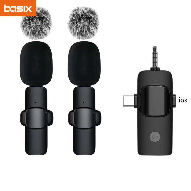 Wireless Lavalier Microphone 2.4G Mini Portable Audio Video Recording Mic for iPhone Android Live Broadcast Gaming