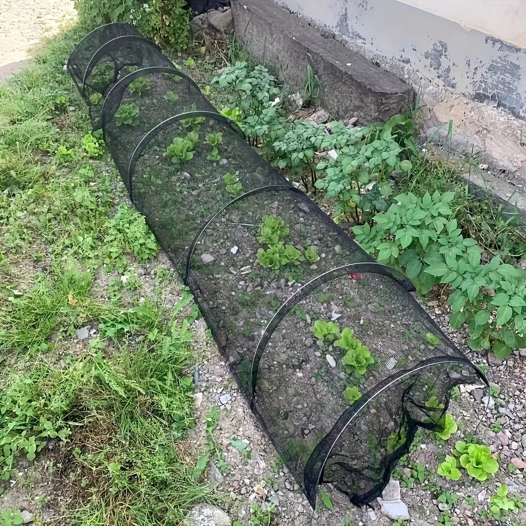1pc Collapsible Black Mesh Tunnel - UV Protection, Bird & Insect Barrier for Backyard Farms & Greenhouses, Durable Cover for