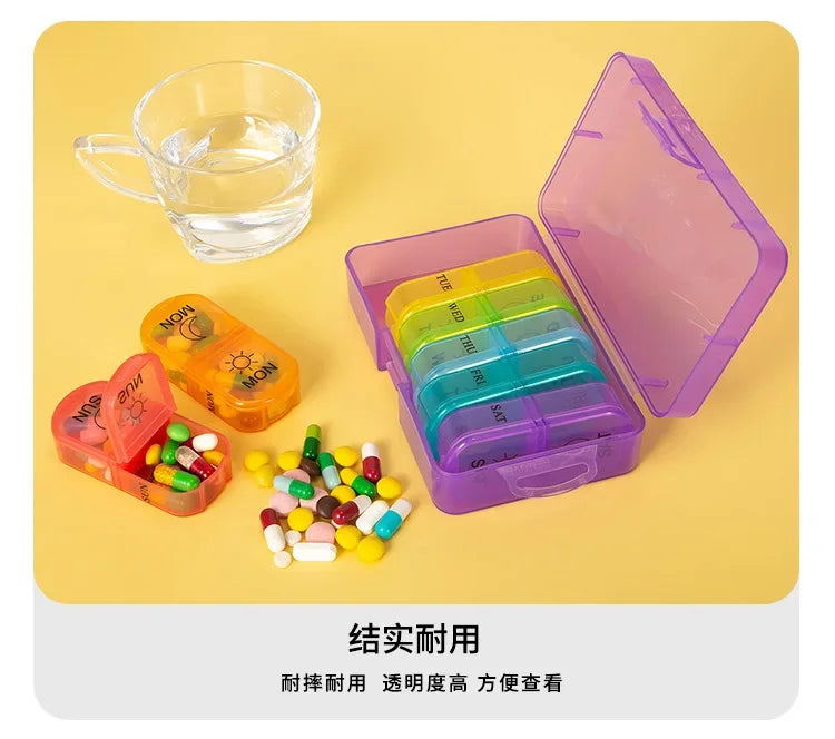 1PC Weekly Pill Case Pillbox 7 Days Medicine Tablet Box Portable Travel Drugs Storage Organizer Secret Compartments Pill Box