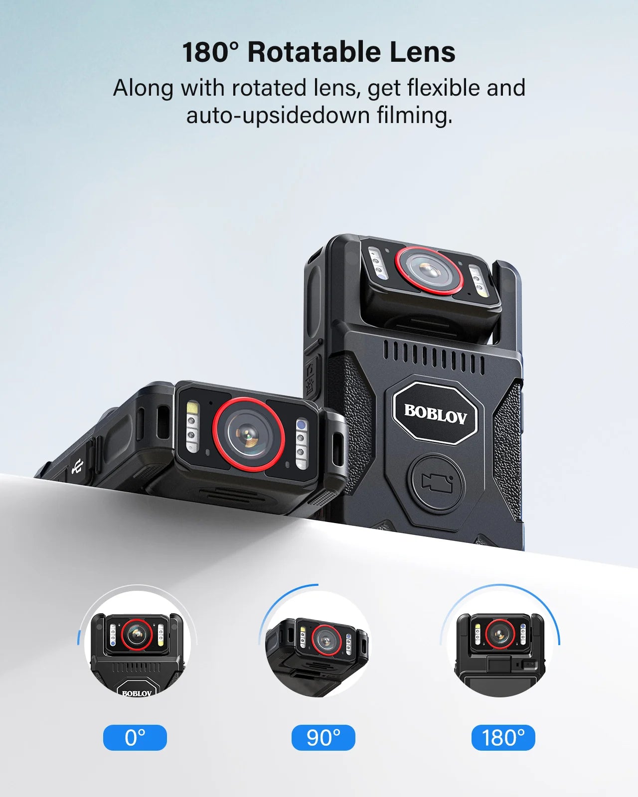 BOBLOV M7 Pro 4K GPS Body Mounted Camera 128GB Video Recorder 180° Rotate Camera 4000mAh Battery 15 Hours Recording GPS Bodycam