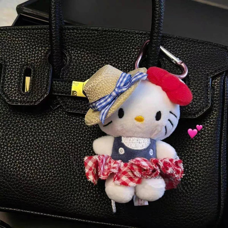 Kawaii Hello Kitty Keychain Cute Cartoon Bag Pendant Plush Doll Charms Car Key Ring Backpack Accessories Women Girl Gifts