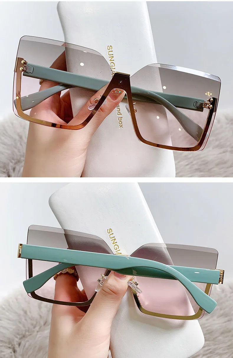 New European And American Style Half-frame Metal Sunglasses Fashion Slim Women's Sunglasses Anti-uv Glasses