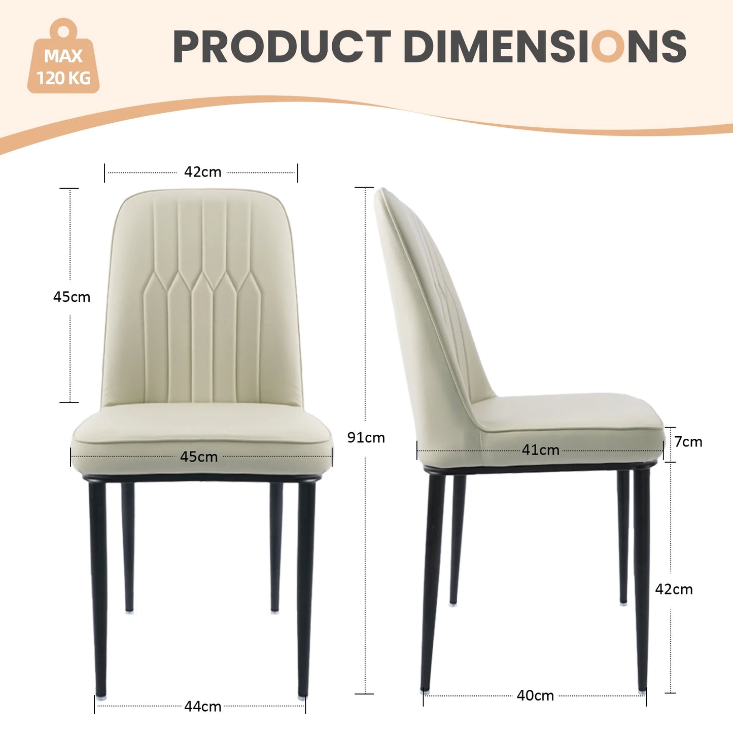 Durrafy High Back Dining Chairs 6-Piece Set, Modern Kitchen Side Chairs, Durable Metal Legs, Easy Cleaning for Daily Use