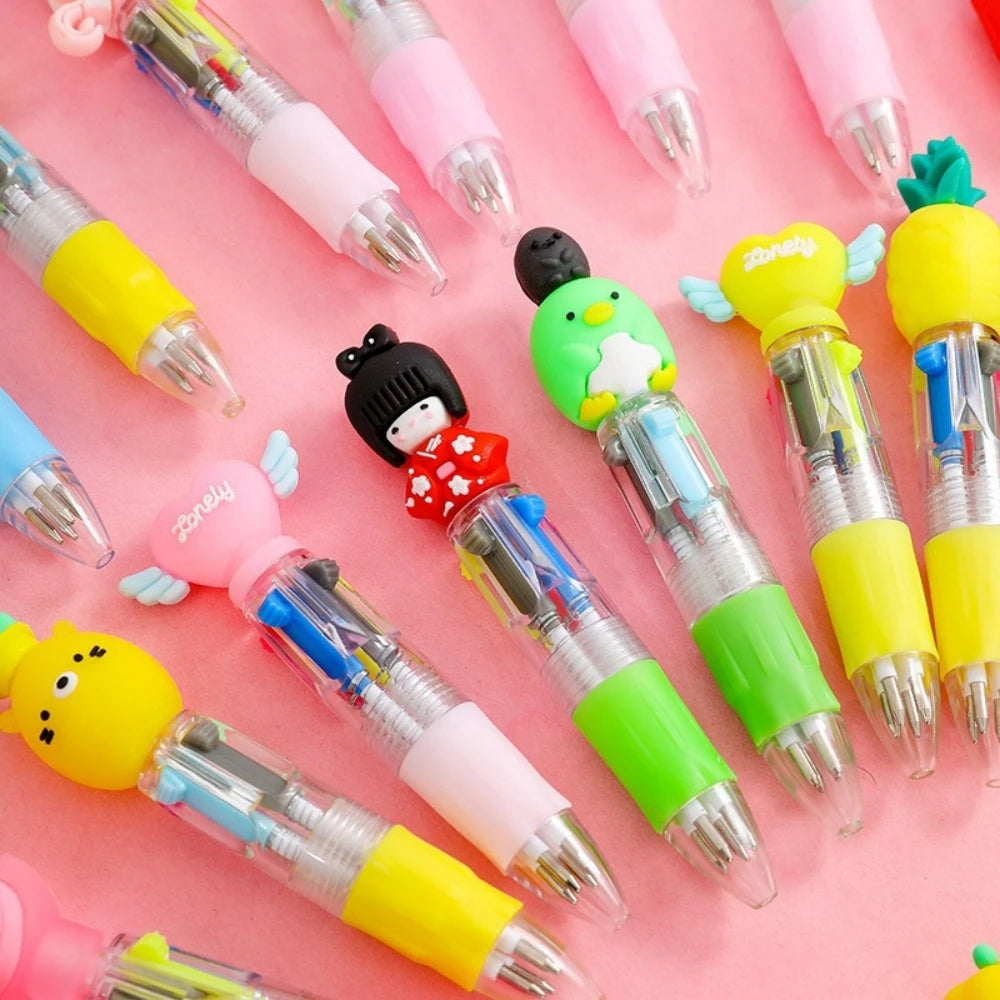 5-30 Pcs Cute Cartoon Four-color Pen for Kids Birthday Kindergarten Home-school Carnival Christmas Boys and Girls Gift Rewards