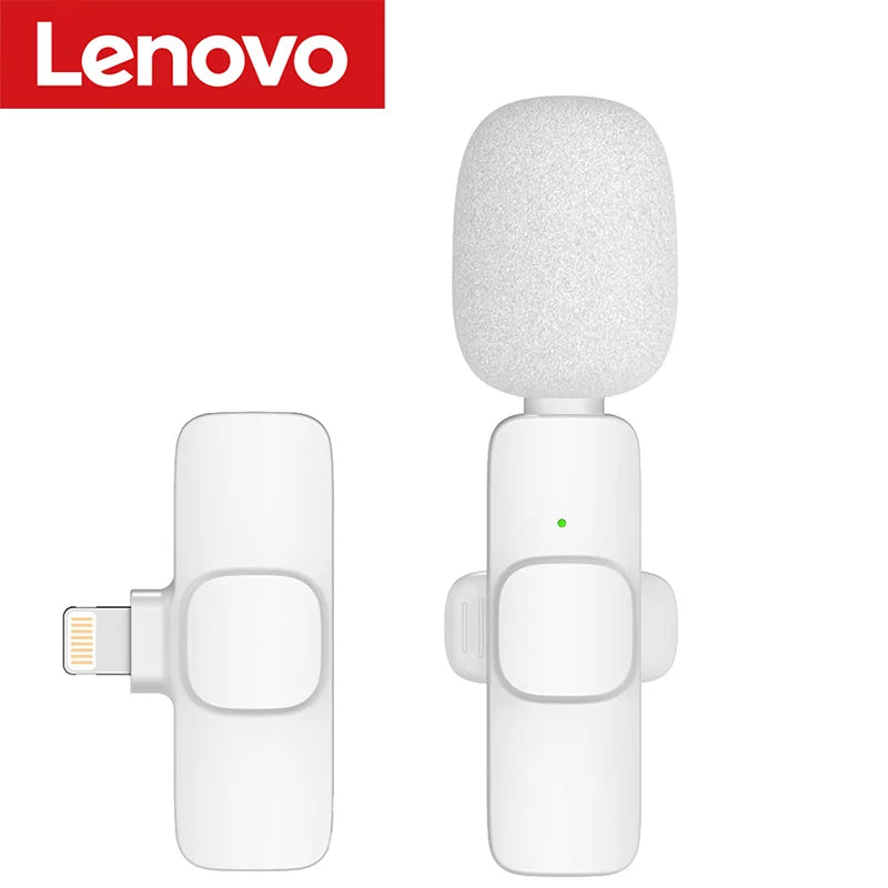 Lenovo Pink Wireless Lavalier Microphone for iPhone Android PC Live Gaming Phone Portable Audio Video Recording Vlog Microphone