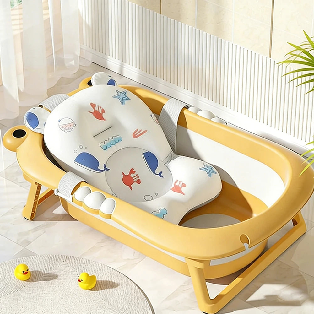 Baby Bath Seat Support Mat  Infant Anti-Slip Soft Comfort Body Cushion Foldable Baby Bath Tub Pad Chair Newborn Bathtub Pillow