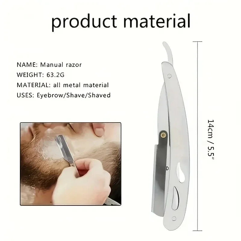 Shaving Razor Face Manual Shaves Blades Foldable Straight  Safety Razor Men Stainless Steel Care Body Face Hair Removal Knife
