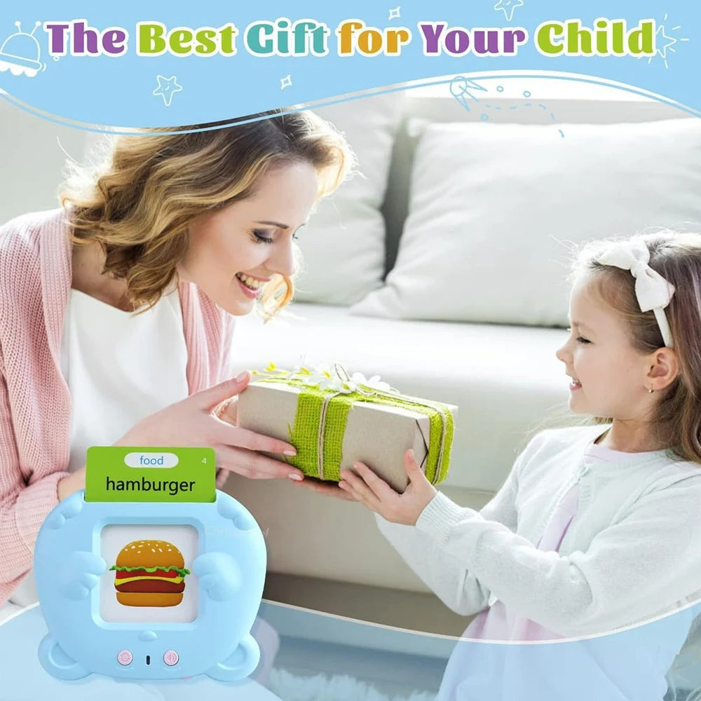 Talking Flash Cards for Kids Early Learning Educational Toy with Audio Sounds Montessori Language Development Toddler Flashcards
