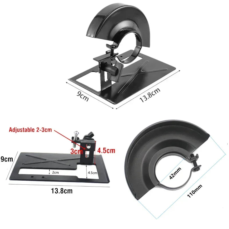4 Inch Angle Grinder Safety Protective Cover Safety Covers+ Angle Grinder Base Holder Bracket Set for DIY Woodwoking Tools