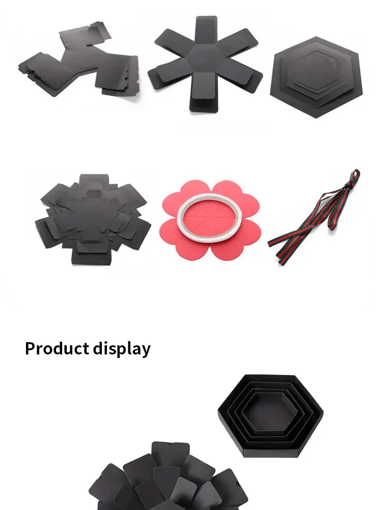 Hexagonal Surprise Blast Gift Box diy Handmade Album Birthday Valentine's Day Wedding Proposal Gift Memorial Album