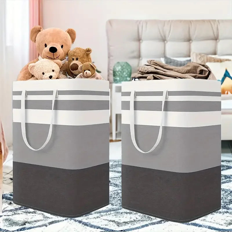 Extra Large Waterproof Laundry Hamper with Extended Handle - Foldable, Freestanding Clothes and Toys Organizer, Laundry Hamper